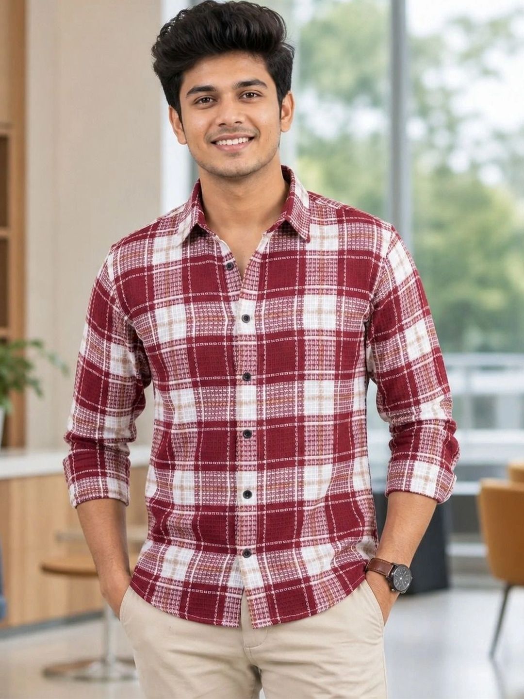 TUSHREE BOUTIQUE Men Classic Checked Casual Shirt-picture-3