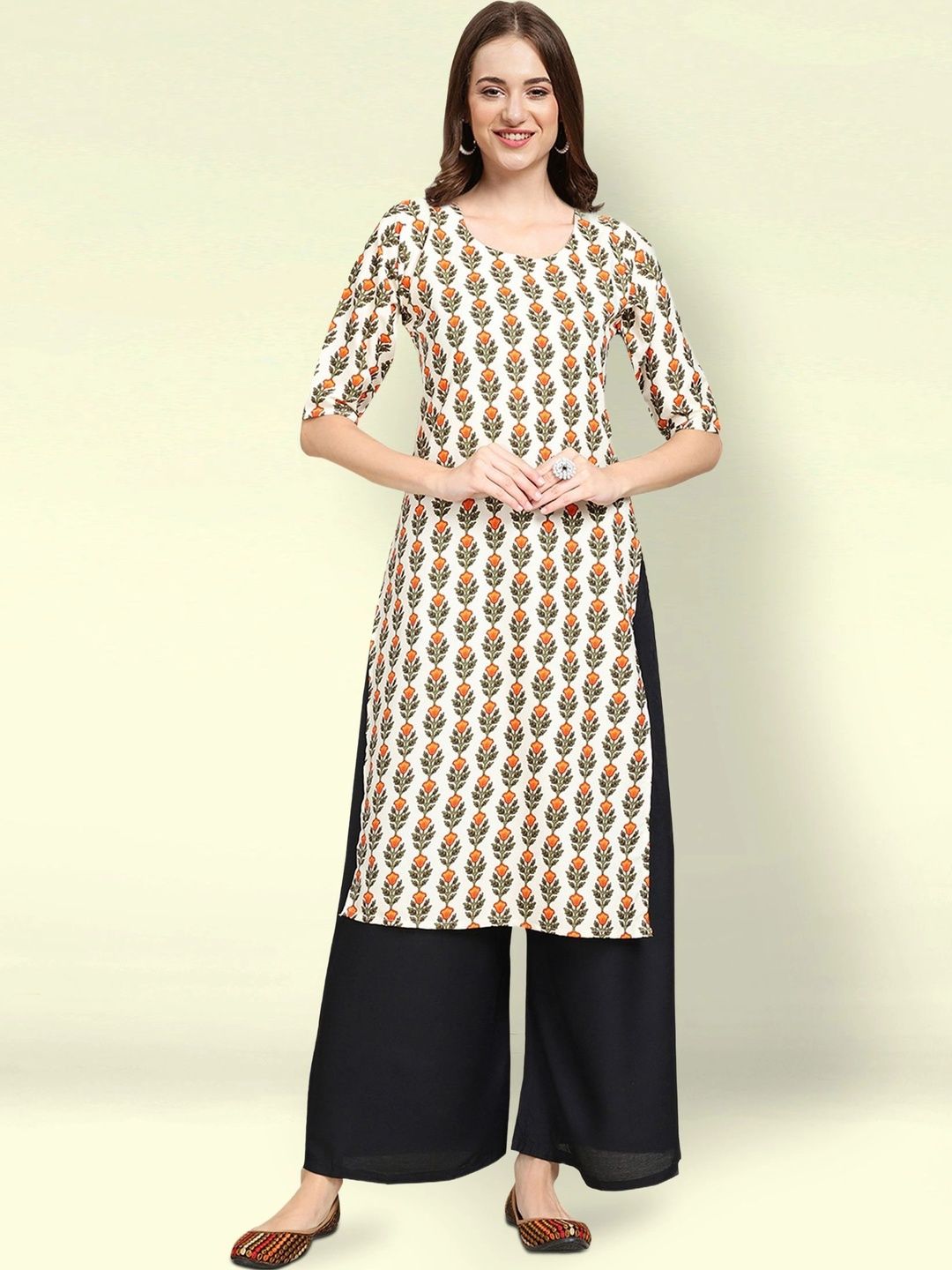 HERE&NOW Women Pack of 3 Floral Printed Crepe Kurta-picture-37