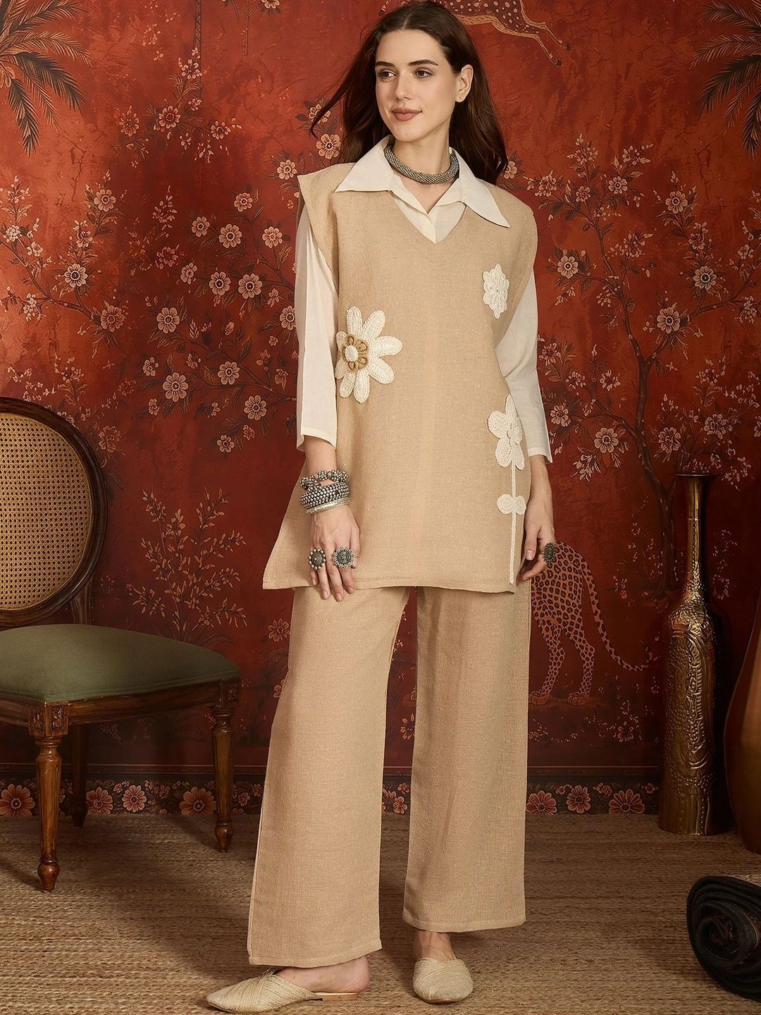 MANVAA Women Regular Thread Work Kurta with Trousers-picture-56