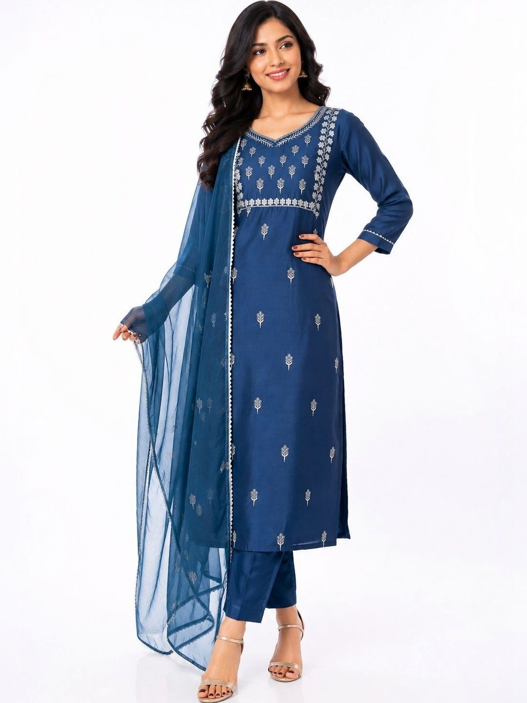 AALO FASHIONS Women Ethnic Motifs Embroidered Regular Thread Work Kurta with Trousers & With Dupatta-picture-51