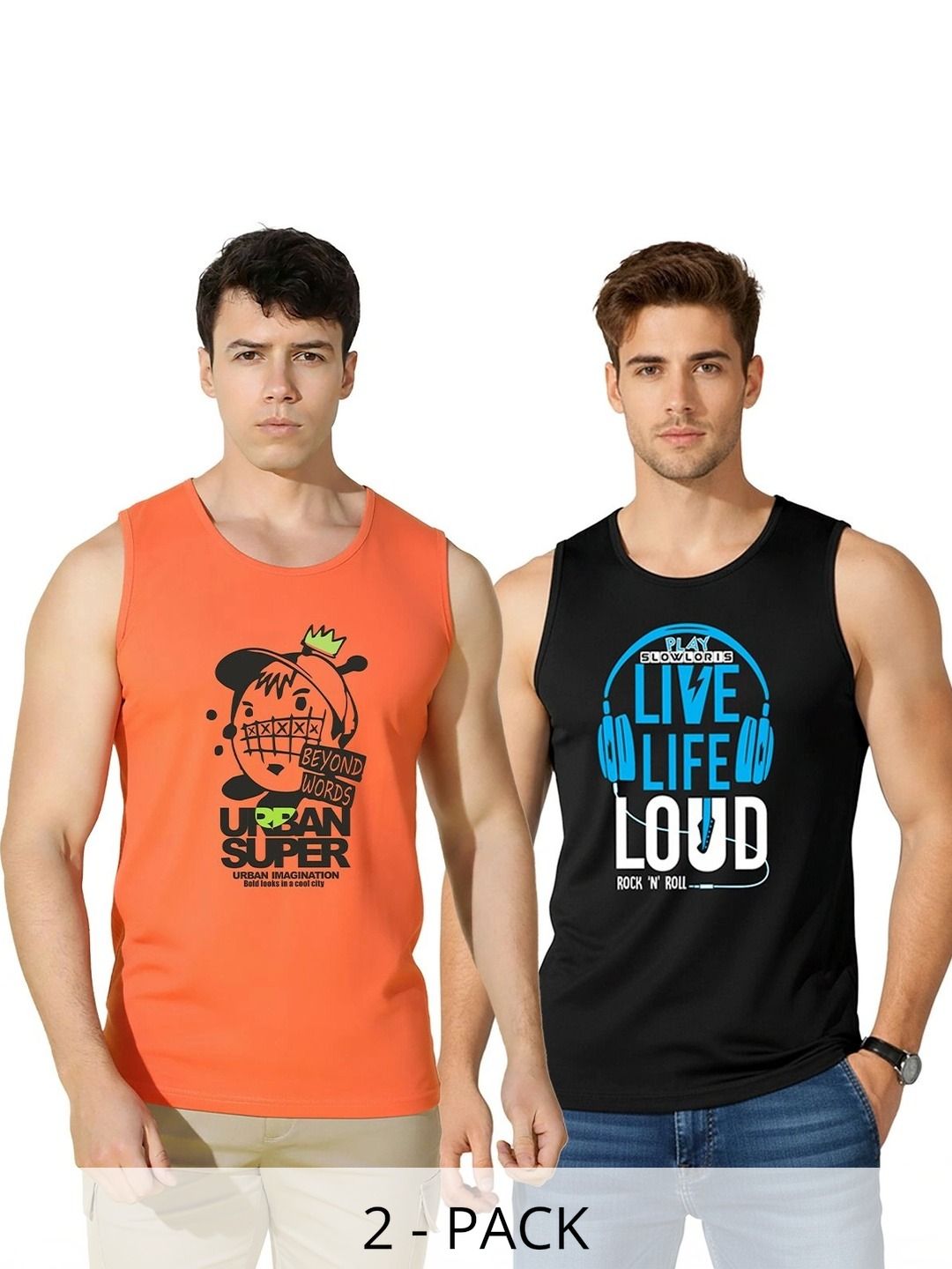 MINISTRY OF FRIENDS Pack of 2 Printed Cotton Gym Vest-picture-41