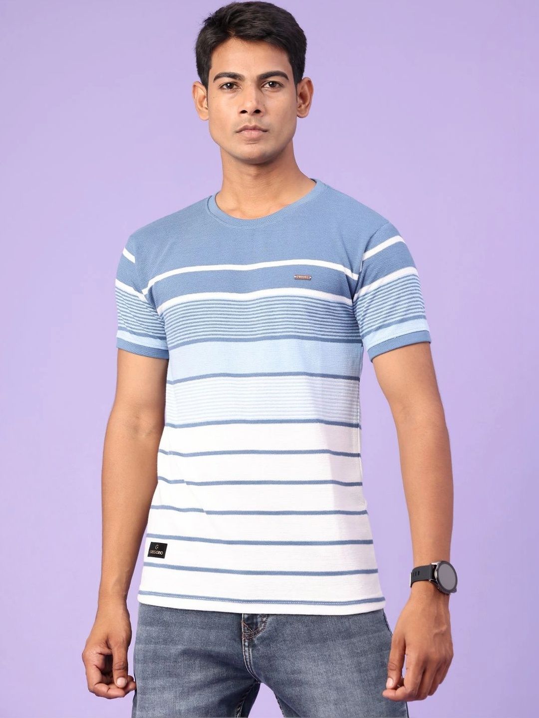 V-Mart Men Striped Slim Fit T-shirt-picture-17