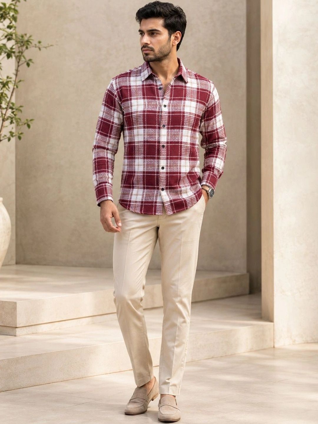 TUSHREE BOUTIQUE Men Classic Tartan Checks Checked Casual Shirt-picture-22