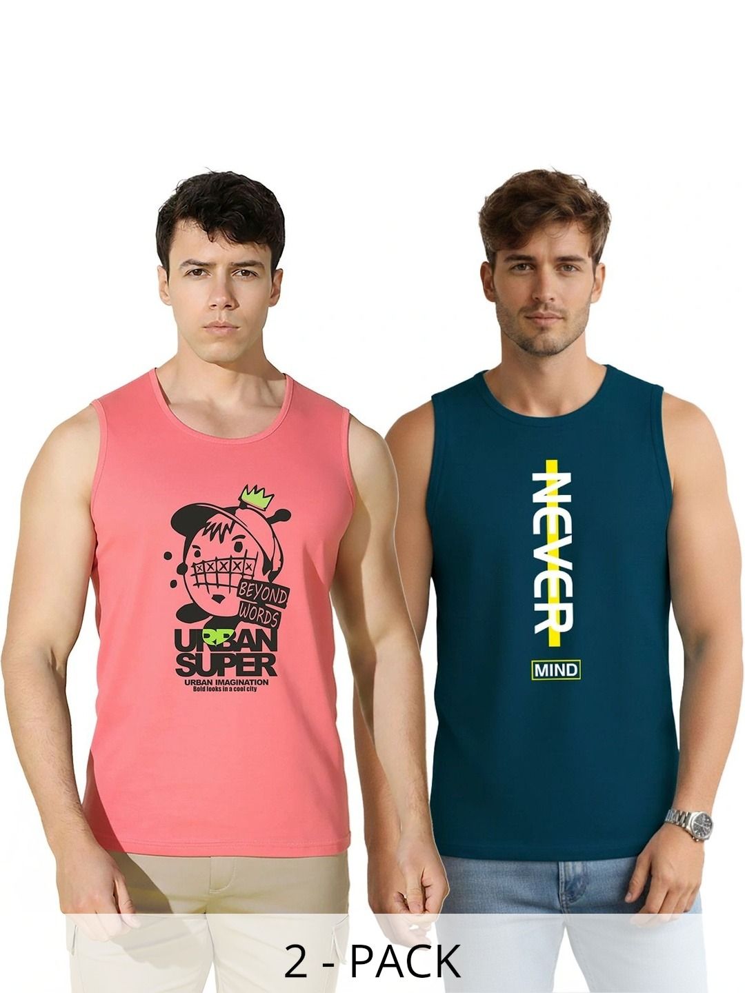 MINISTRY OF FRIENDS Pack of 2 Printed Cotton Gym Vest-picture-44