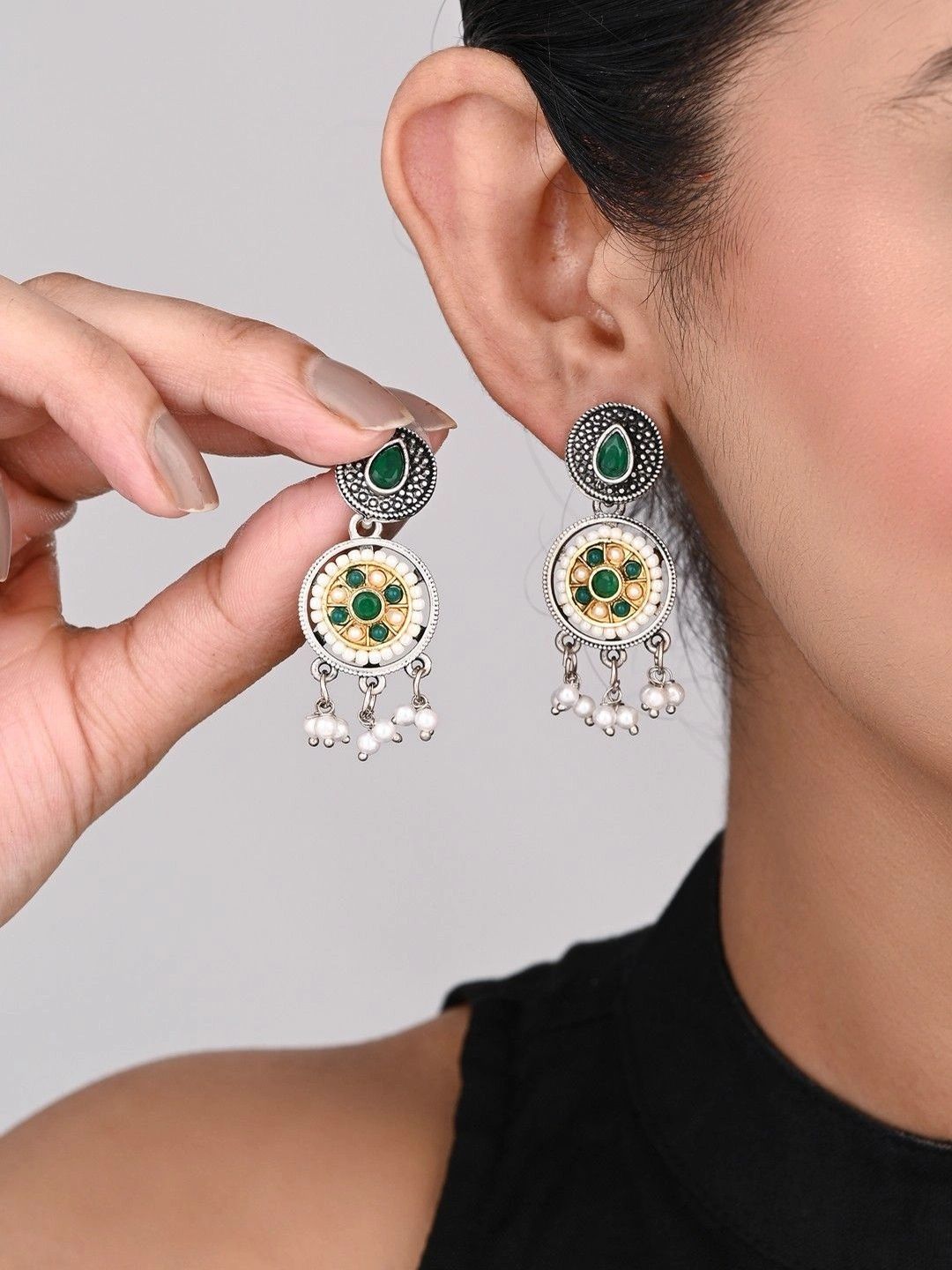 Sangria Circular Drop Earrings-image-12