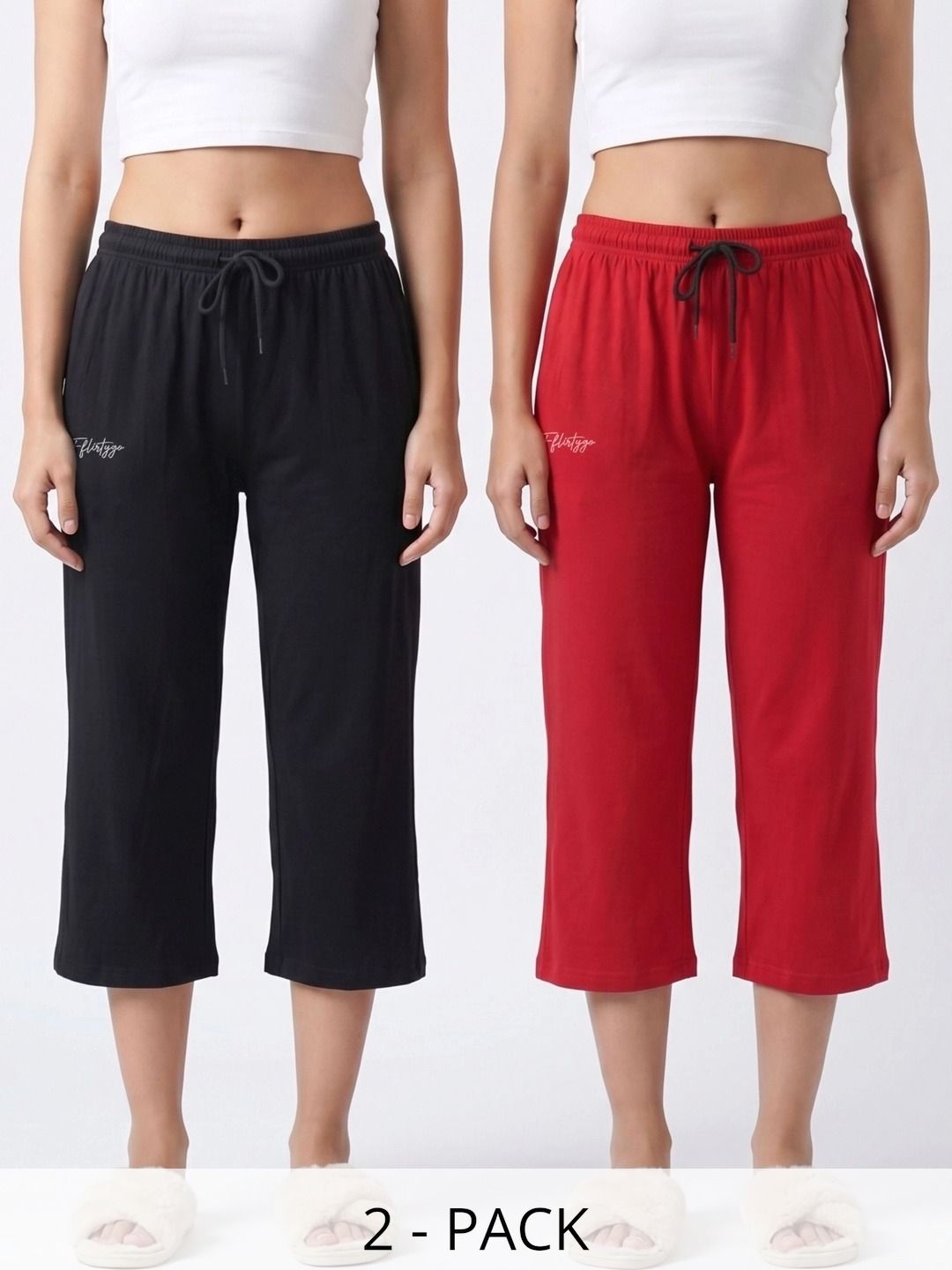 FFLIRTYGO Pack Of 2 Pure Cotton Mid-Rise Lounge Pants-picture-29