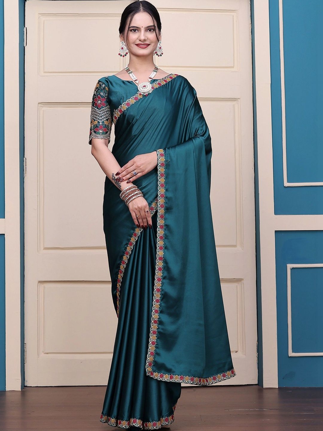Mitera Embroidered Satin Designer Saree-picture-29