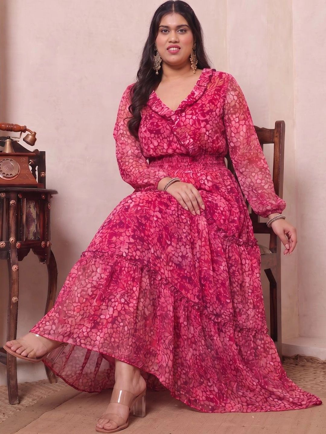 DEEBACO Print Ruffled Maxi Dress-image-48