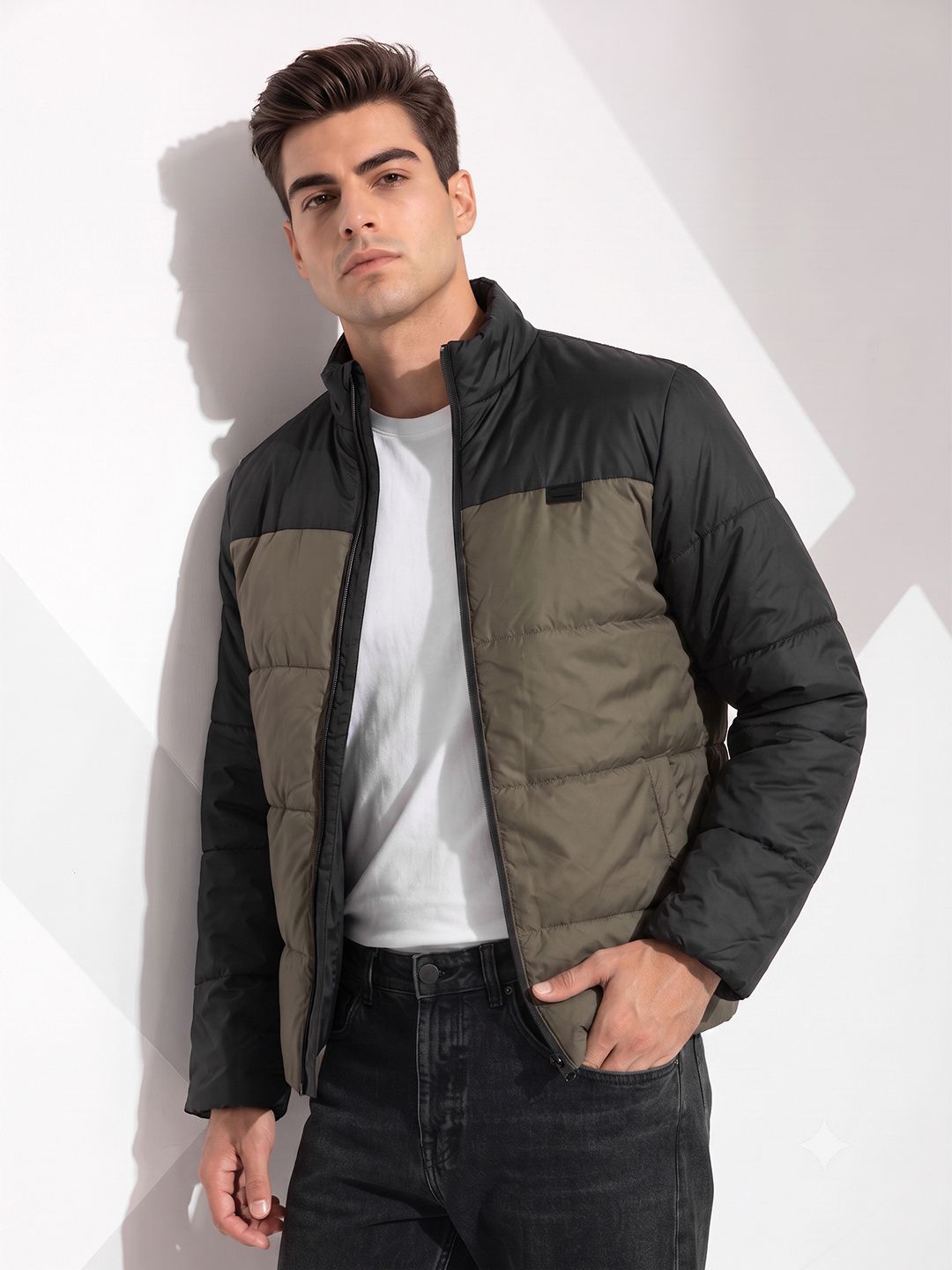 INVICTUS Colourblocked Mock Collar Puffer Jacket-picture-34