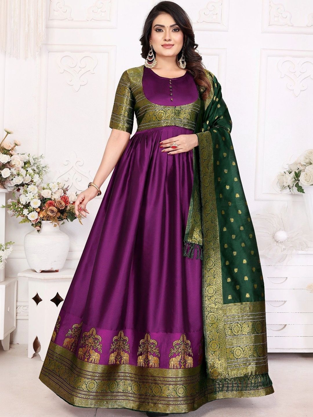 Kinjhit Fashion Woven Design A-Line Ethnic Dresses-picture-43