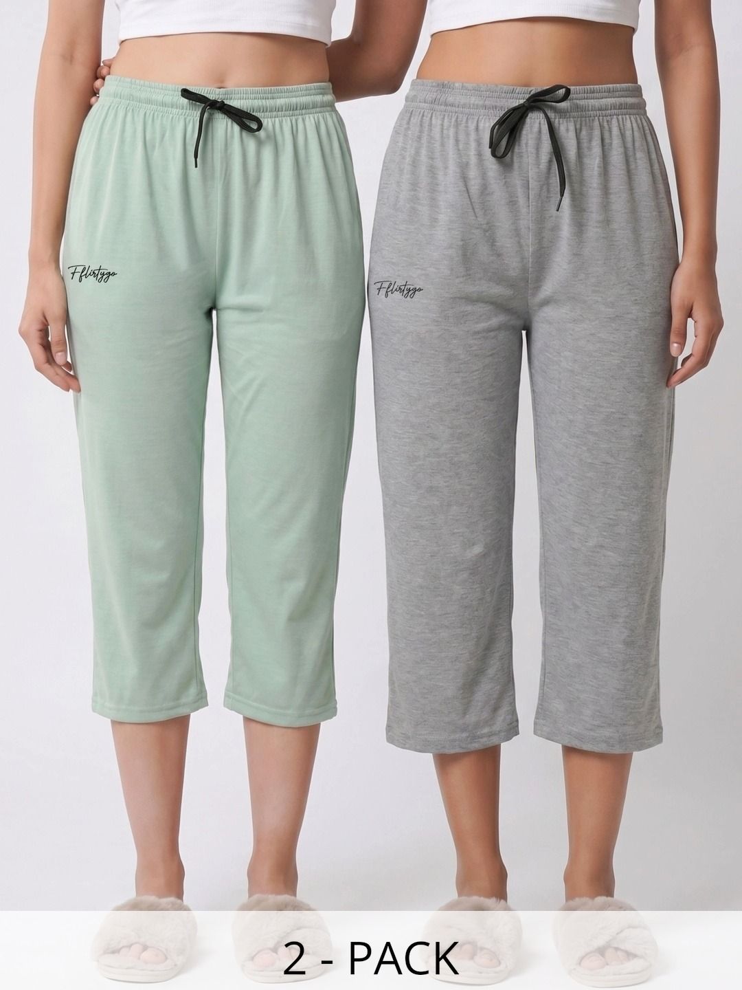 FFLIRTYGO Pack Of 2 Pure Cotton Mid-Rise Lounge Pants-picture-20