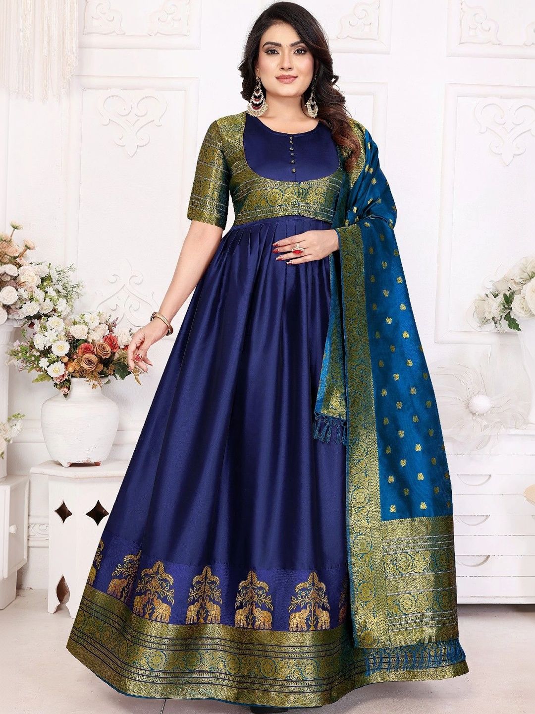 Kinjhit Fashion Woven Design A-Line Ethnic Dresses-picture-19