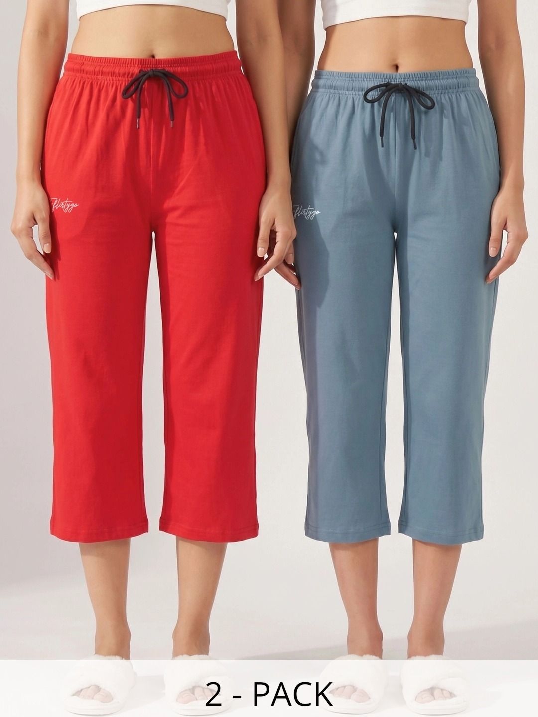 FFLIRTYGO Pack Of 2 Pure Cotton Mid-Rise Lounge Pants-picture-29
