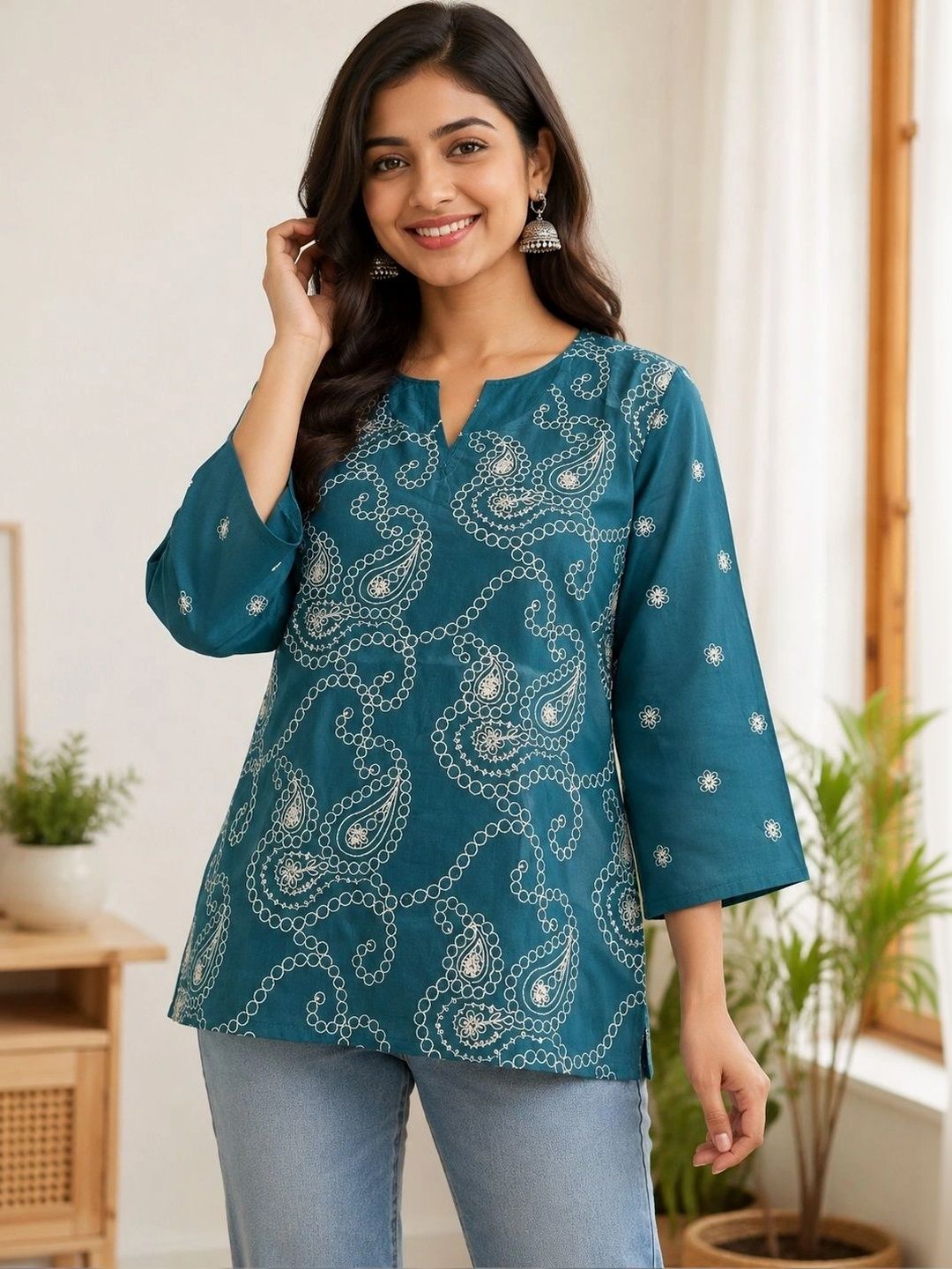 FASHION FORWARD Embroidered Ethnic Cotton Top-picture-54