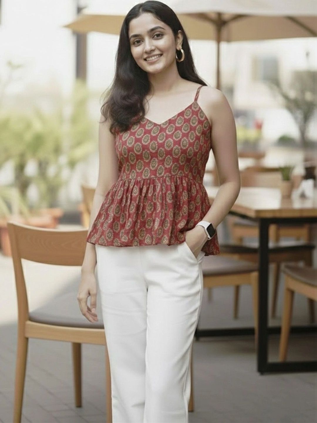 KALINI Print Ethnic Peplum Top-picture-22