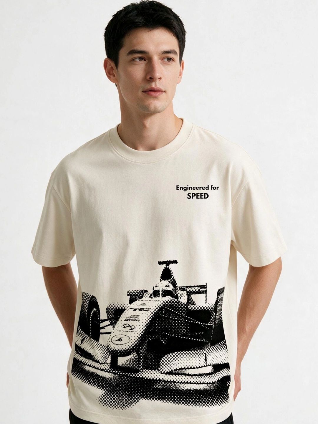 TeeSlix Men Printed Drop-Shoulder Sleeves T-shirt-image-3