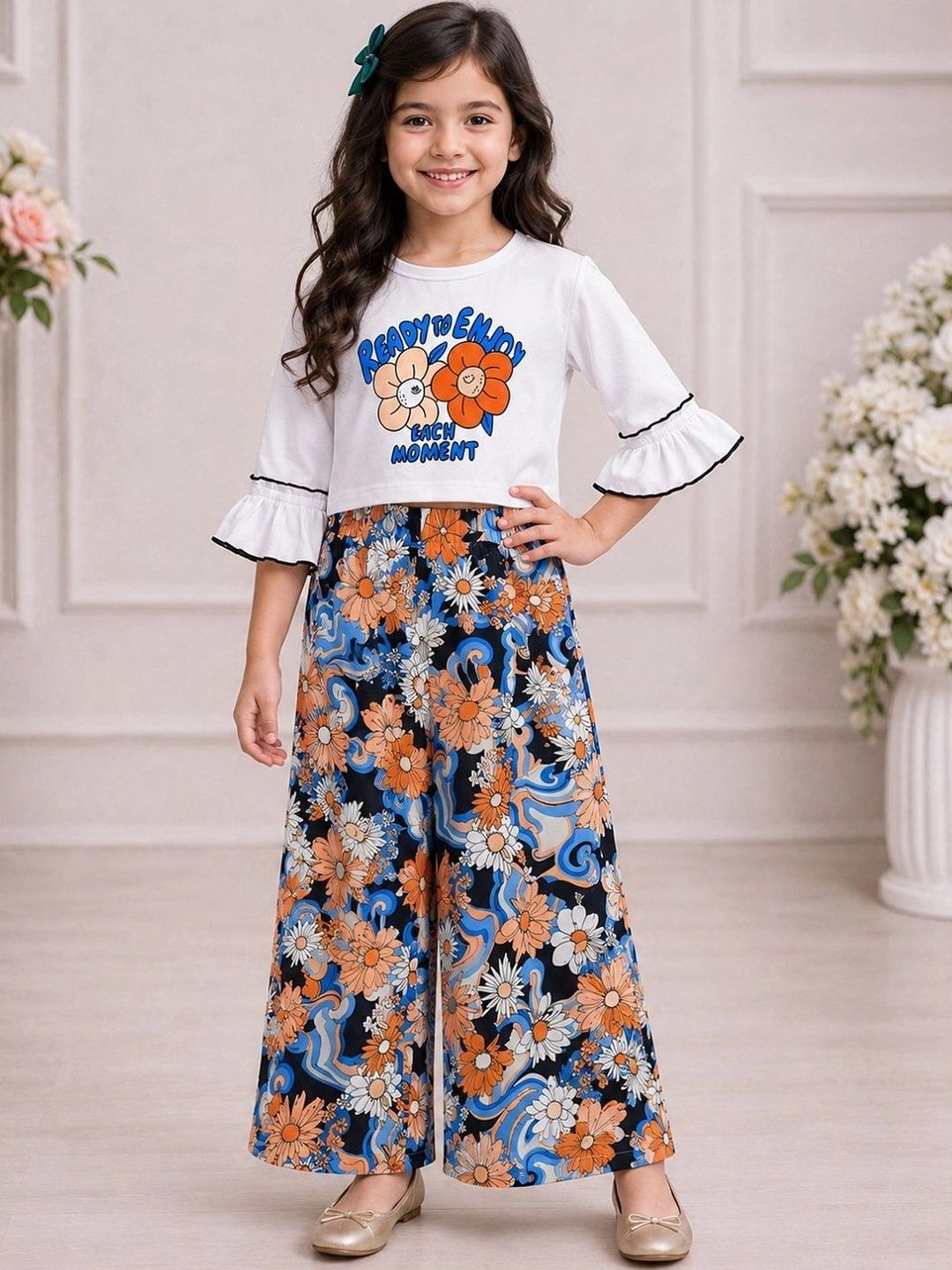 YK Girls Printed Top with Palazzos-image-10