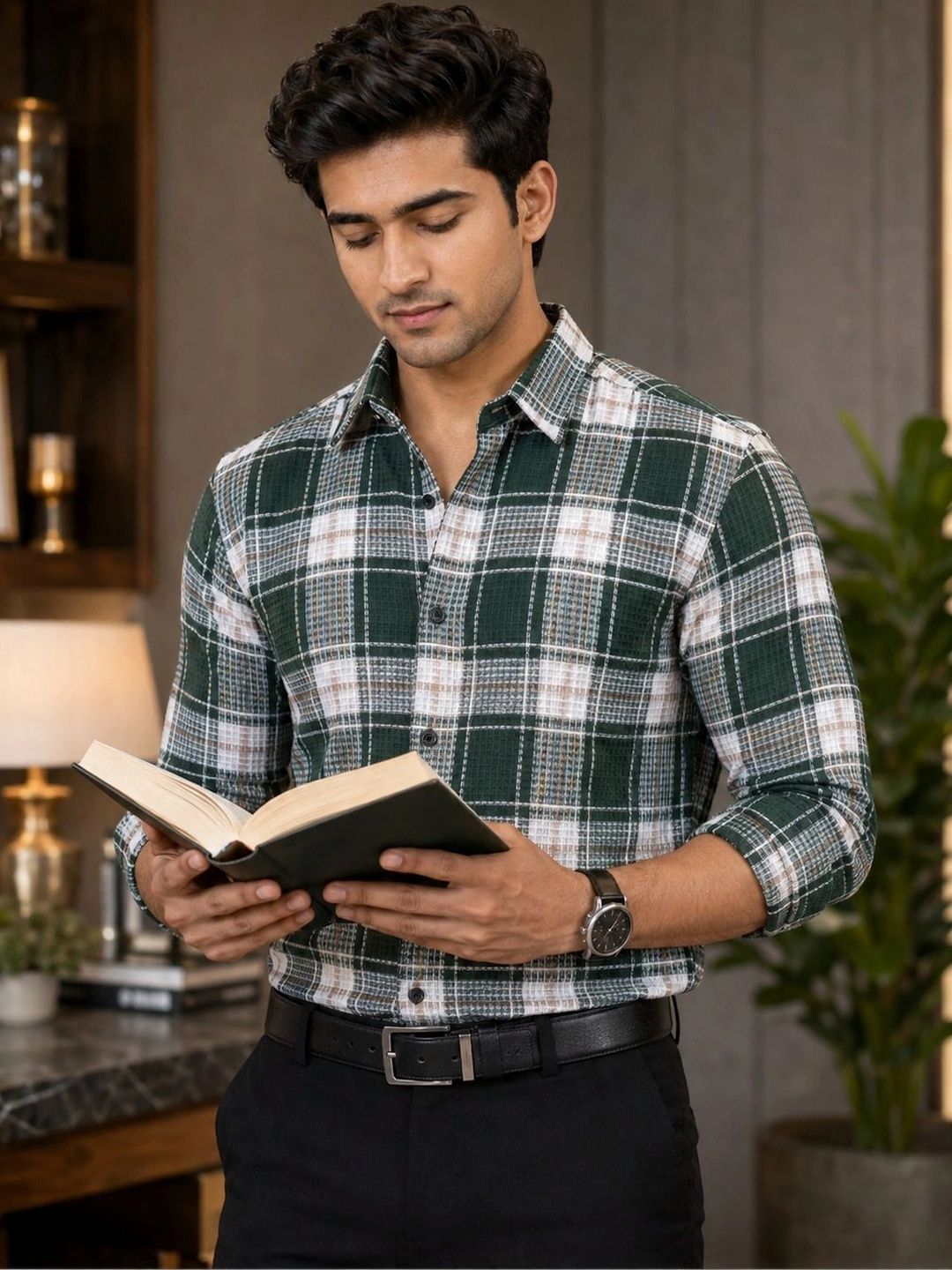 TUSHREE BOUTIQUE Men Classic Checked Casual Shirt-picture-27
