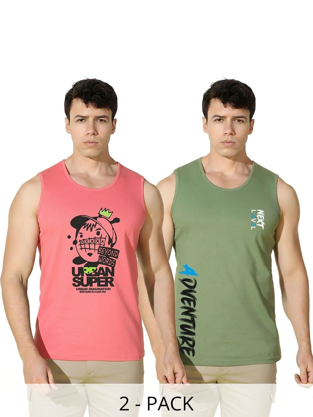 MINISTRY OF FRIENDS Pack of 2 Printed Cotton Tank-picture-47
