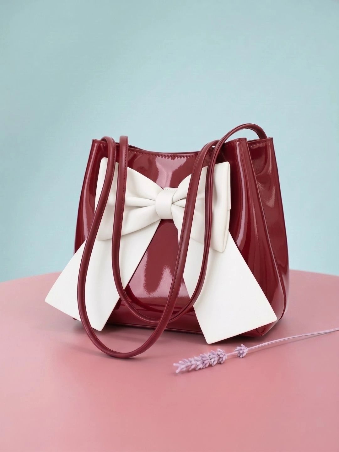 LIKE STYLE Colourblocked PU Oversized Sling Bag with Bow Detail-picture-52