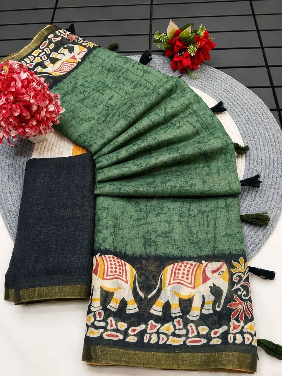Sakifashion Batik Pure Cotton Banarasi Saree-image-43