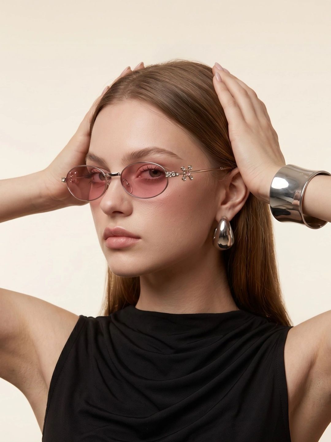4Flaunt Unisex Pink Lens & Silver-Toned Oval Sunglasses with-image-32