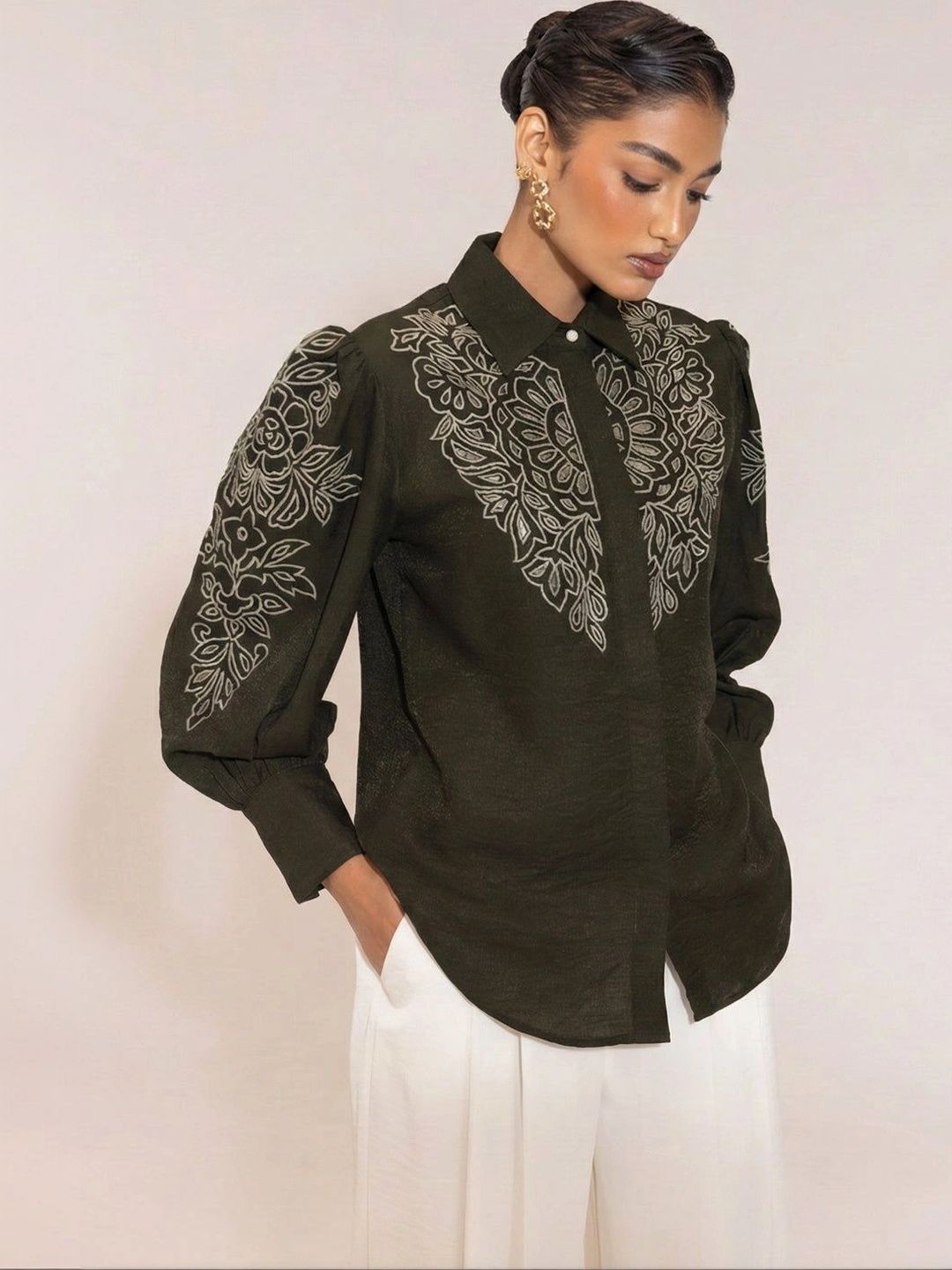 SHECZZAR Embroidered Puff Sleeve Top-picture-53