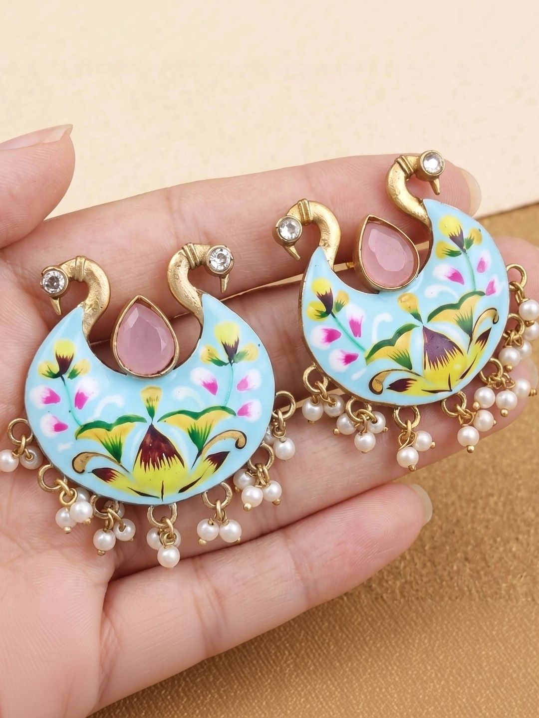 THE GLAM POUCH Peacock Shaped Drop Earrings-picture-1