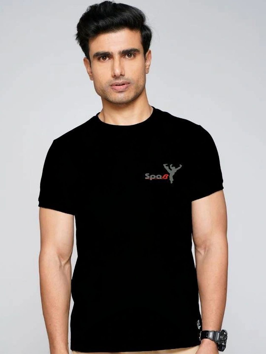 SPAB Men Brand Logo Printed Slim Fit T-shirt-image-21