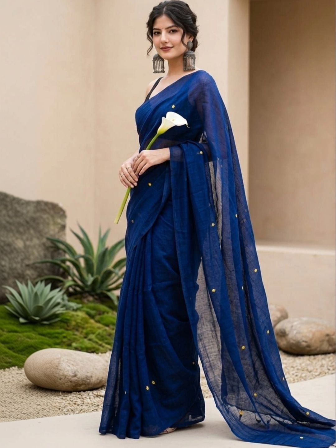 KALINI Embellished Zari Pure Cotton Khadi Saree-image-33