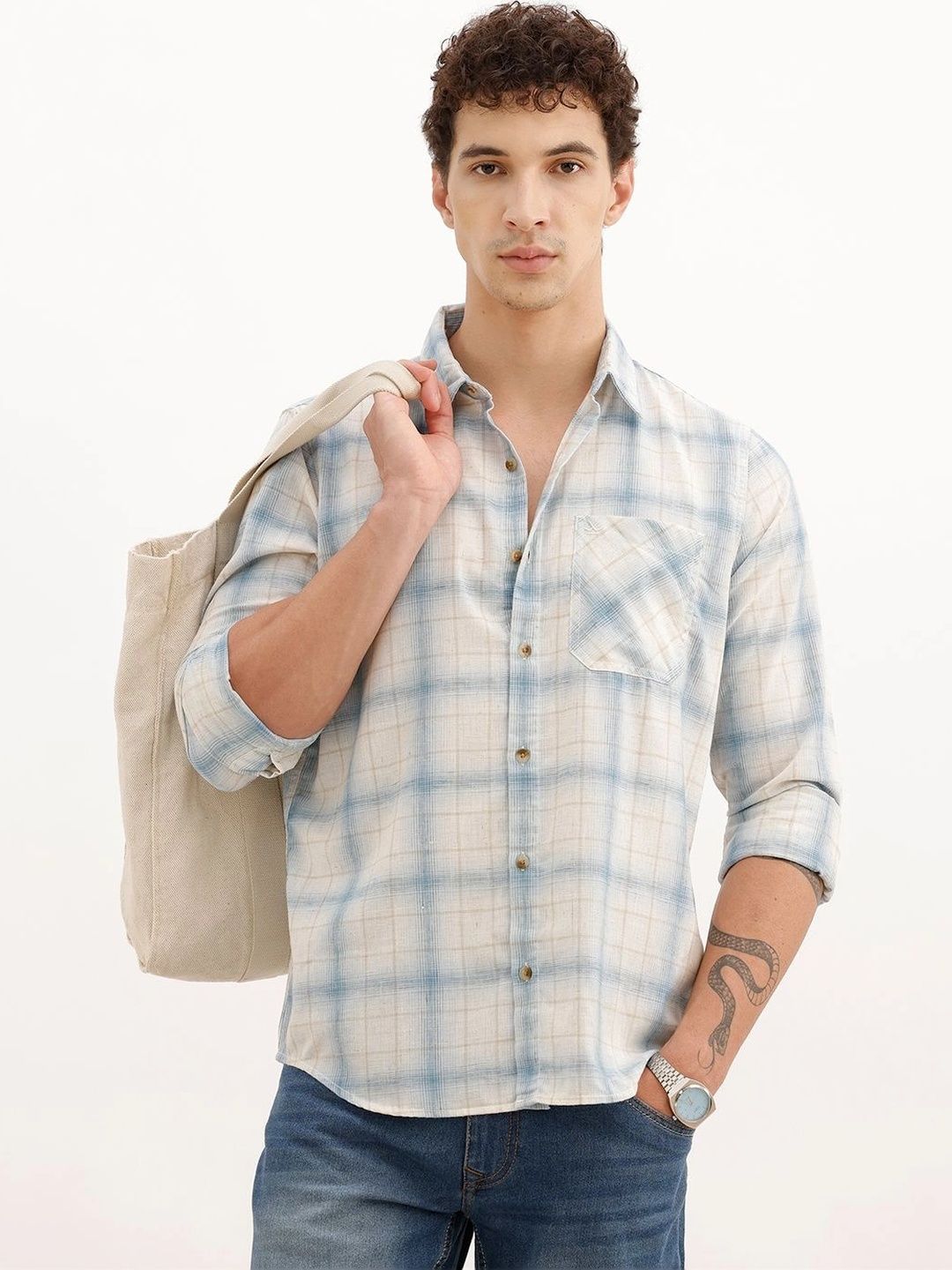 WROGN Men Checked Casual Shirt-image-16