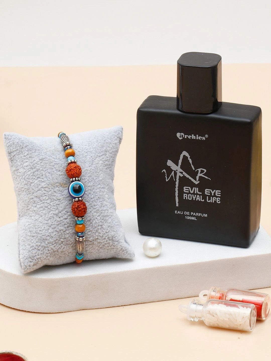 Archies Set of Rakhi Gift Set With Perfume & Roli Chawal-image-17
