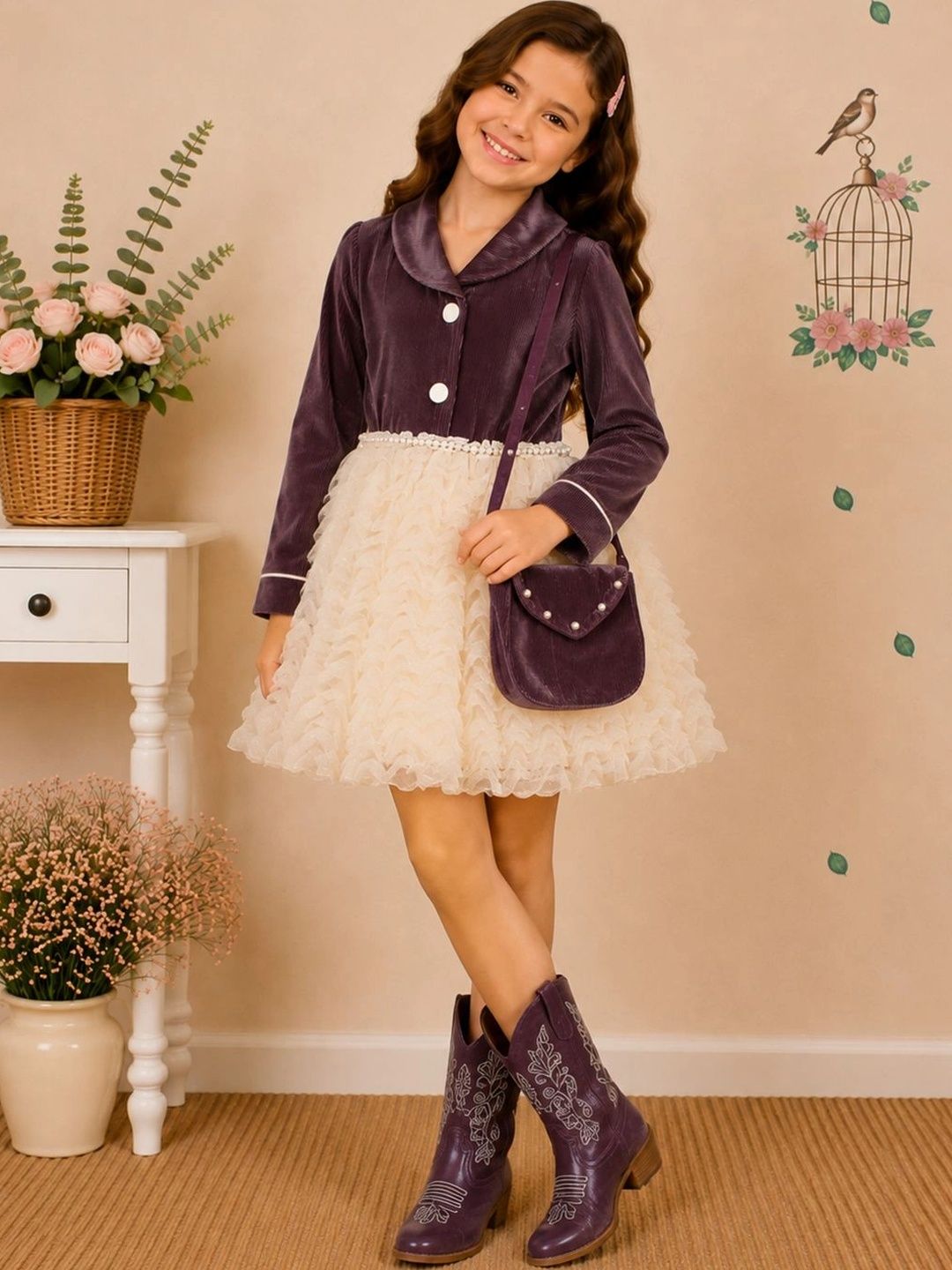 CUTECUMBER Velvet Fit & Flare Dress-picture-48