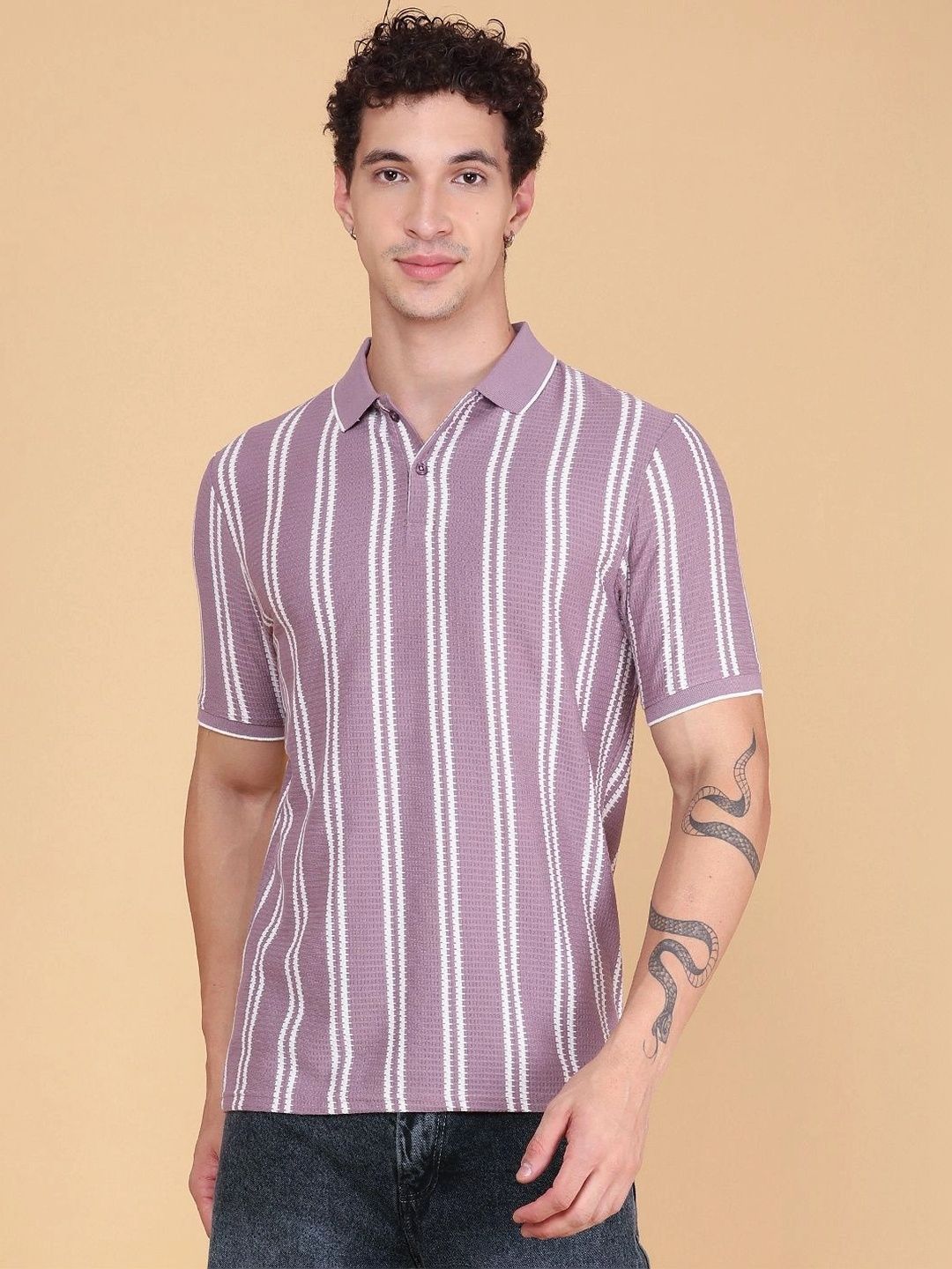 V-Mart Men Striped Polo Collar T-shirt-picture-33