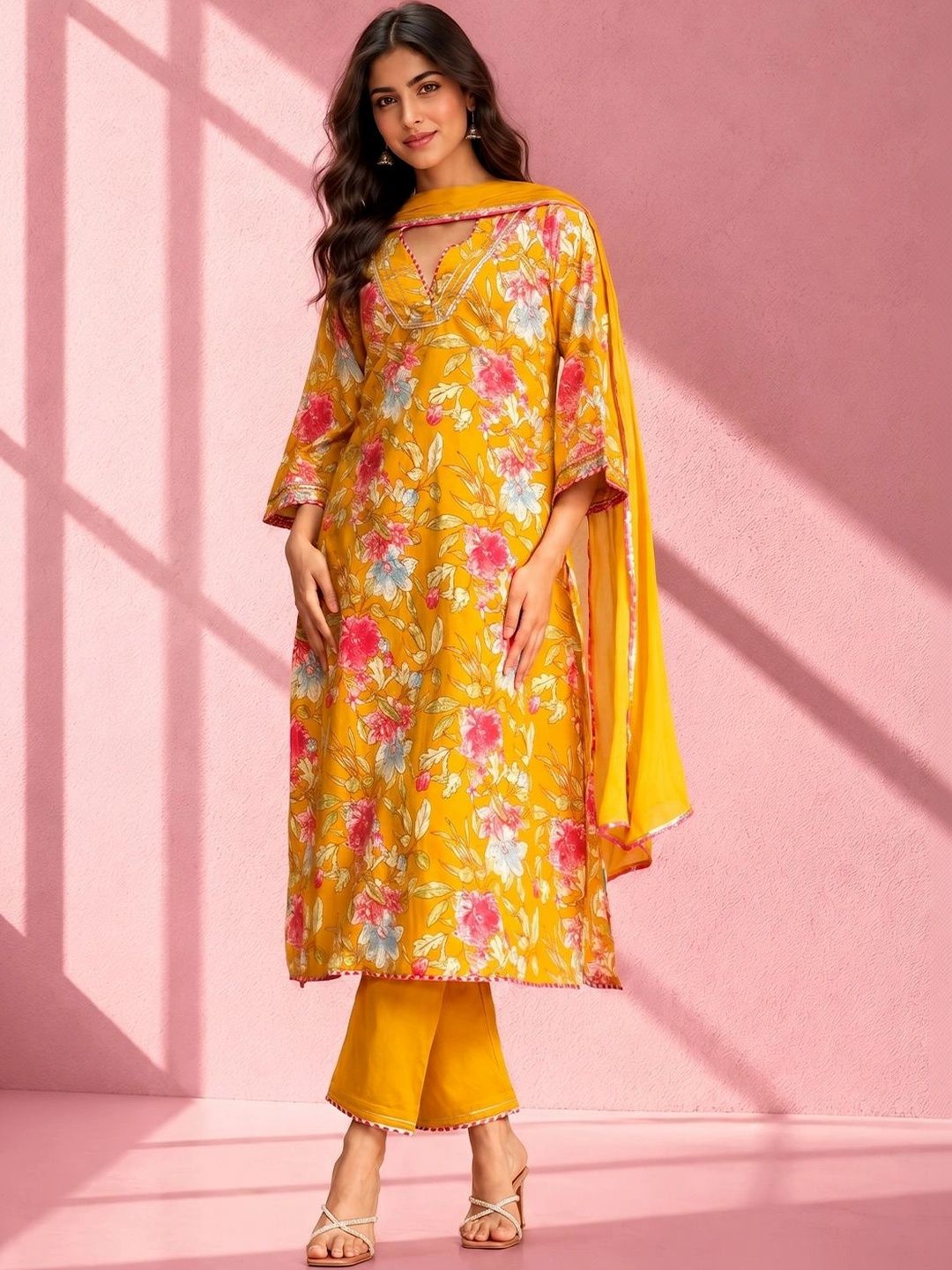 Anouk Women Floral Printed Regular Beads and Stones Kurta with Palazzos & With Dupatta-picture-24