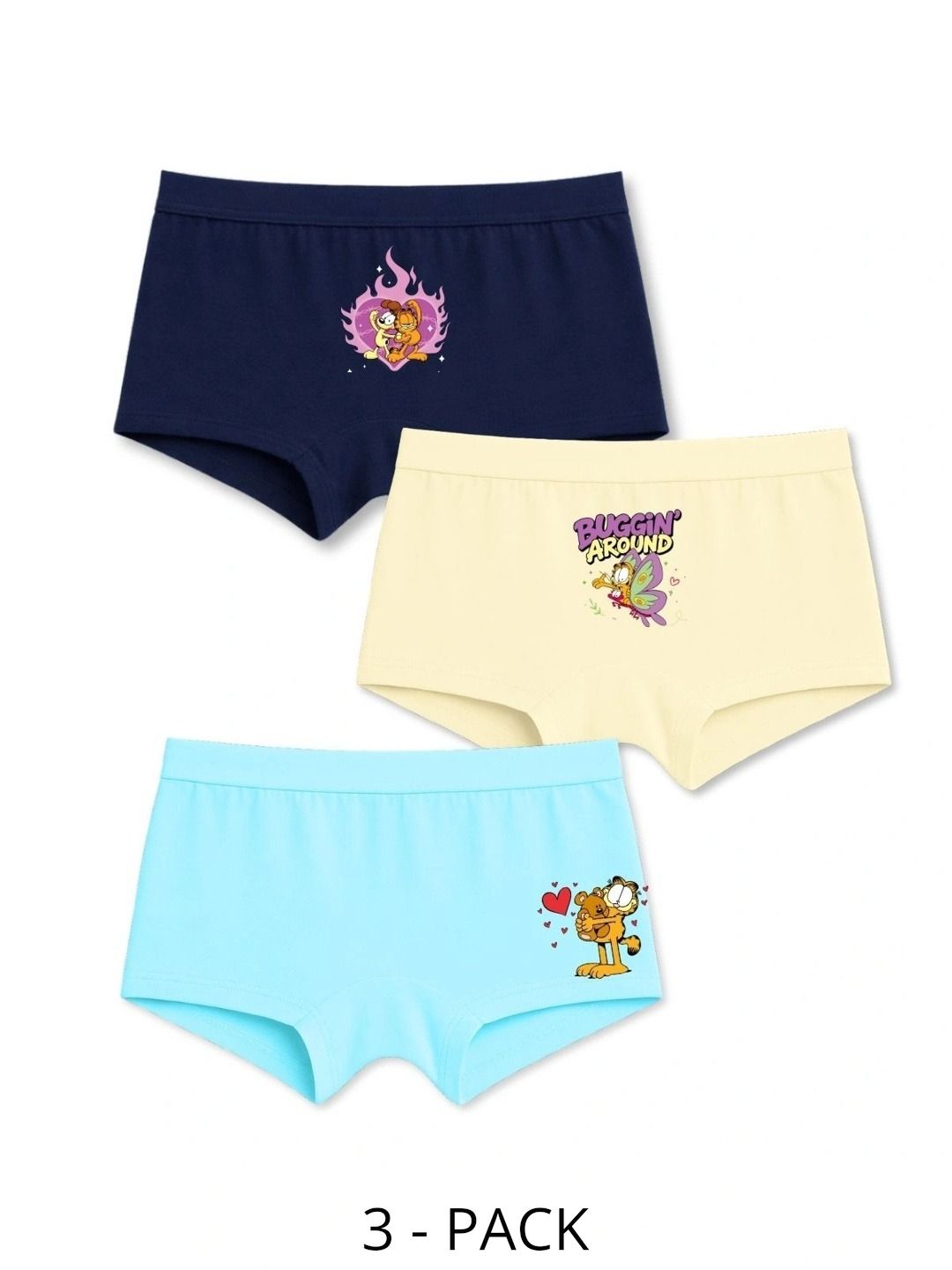 Button Bear Girls Pack of 3 Printed Cotton Boy Shorts-picture-54