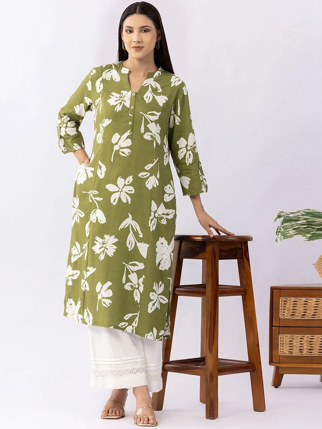 Mustard Floral Printed Kurti-picture-12