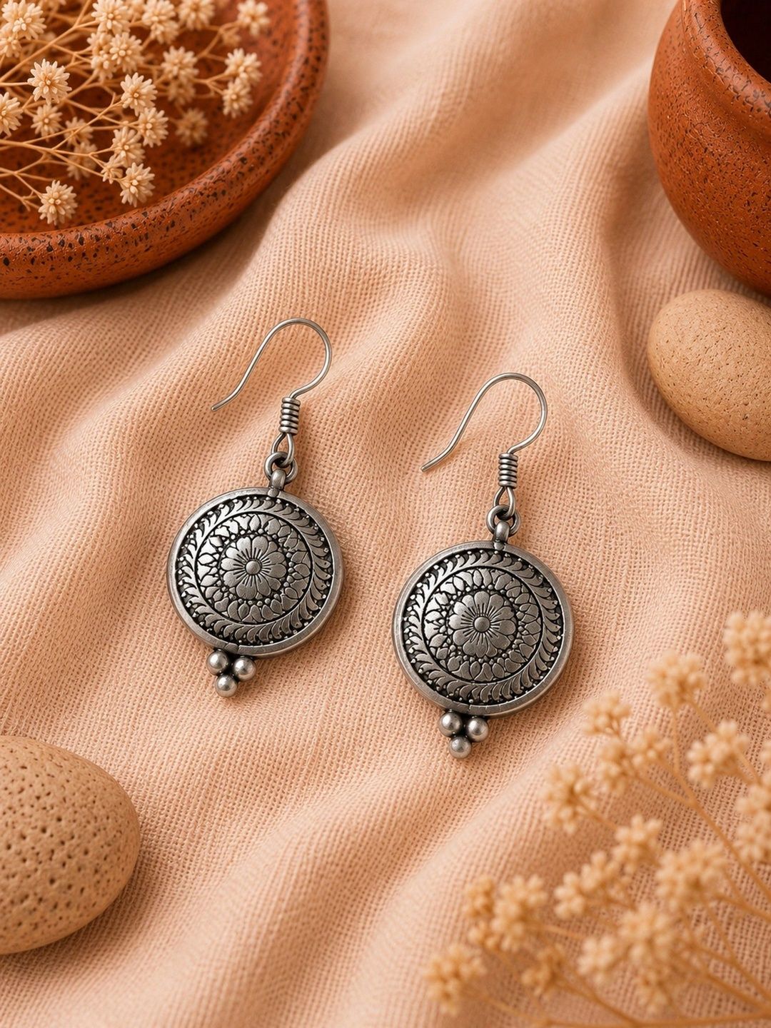 Zilverlinks 925 silver Jewellery Circular Drop Earrings-image-39