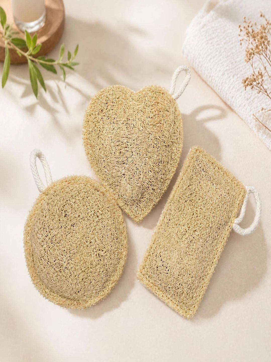 RS LOVE Set Of 3 Natural Loofah Bath Scrubber for Body Exfoliation & Deep Cleansing-image-0