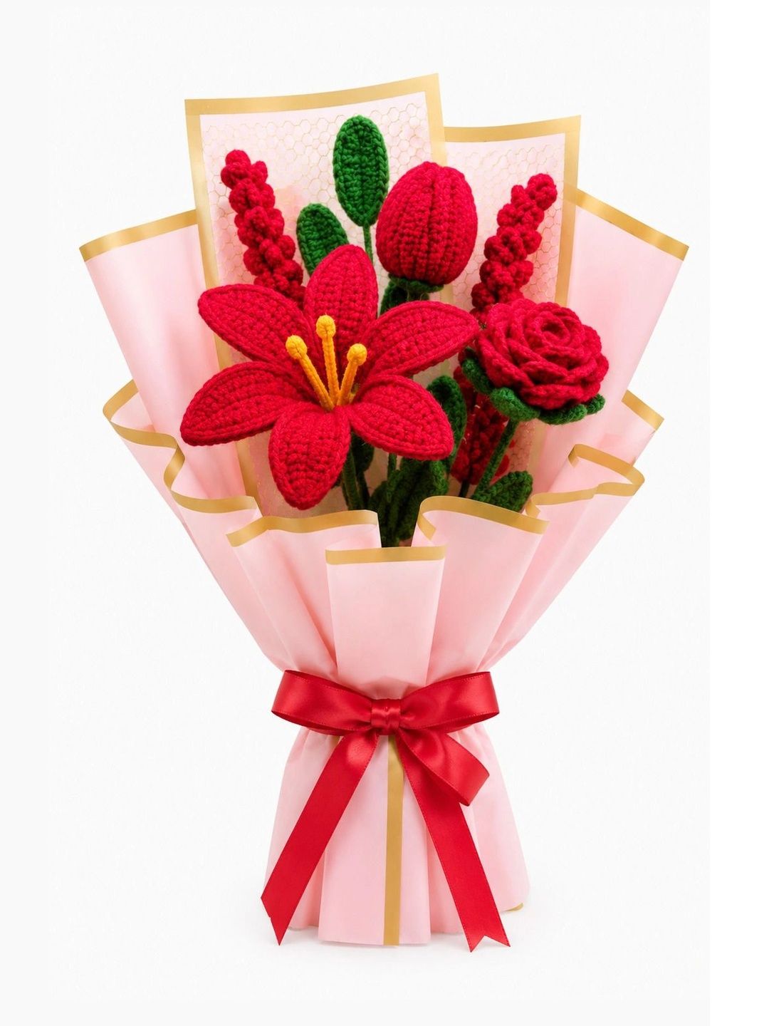 Agantuk Red 5 Pieces Lily Artificial Flower-picture-29