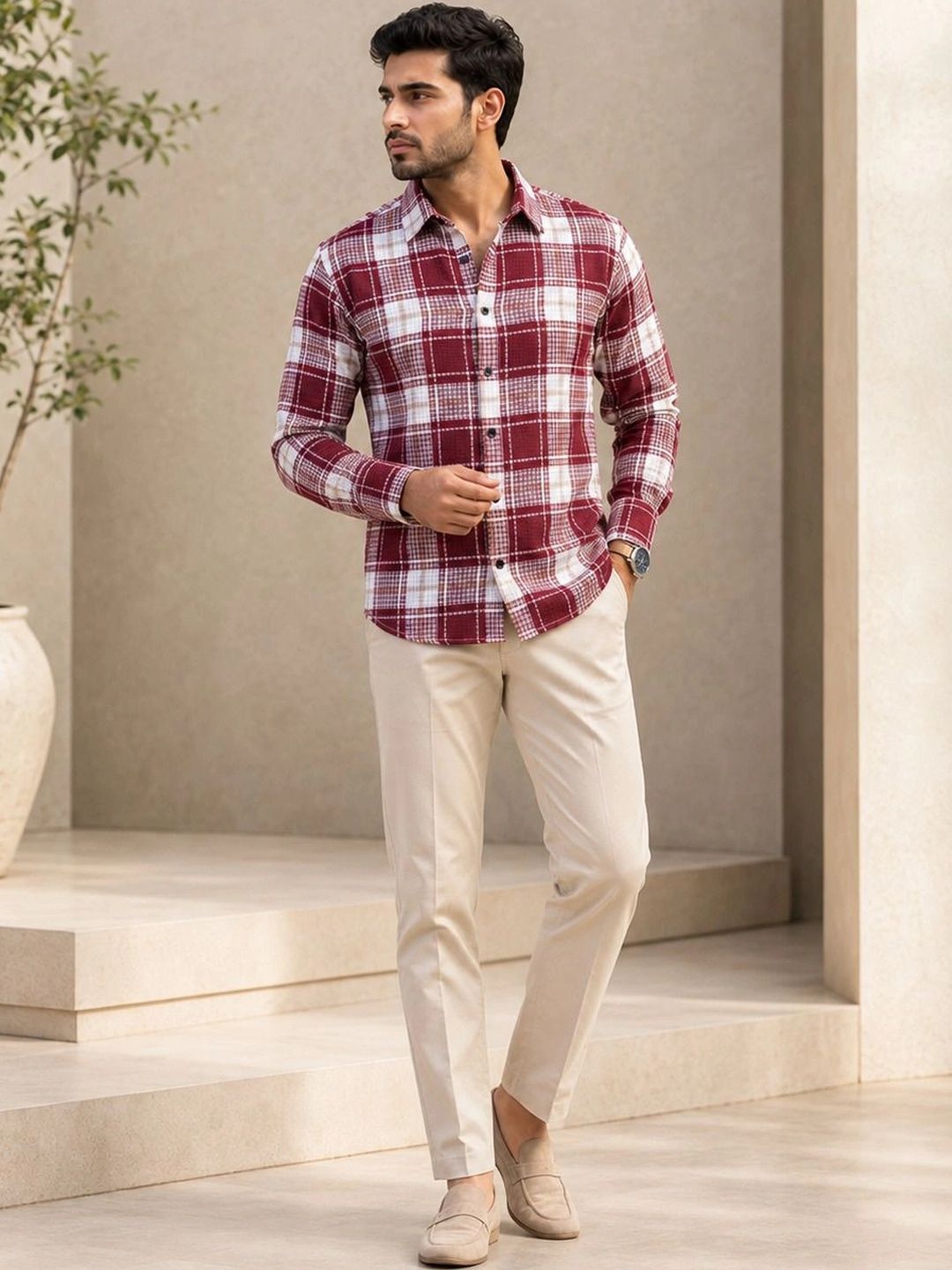 TUSHREE BOUTIQUE Men Classic Checked Casual Shirt-picture-31