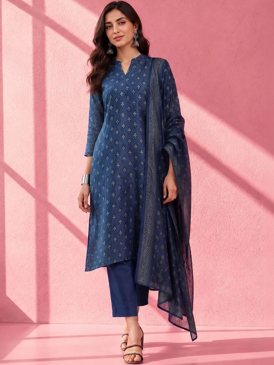 Anouk Women Printed Regular Chanderi Silk Kurta with Trousers & With Dupatta-picture-36