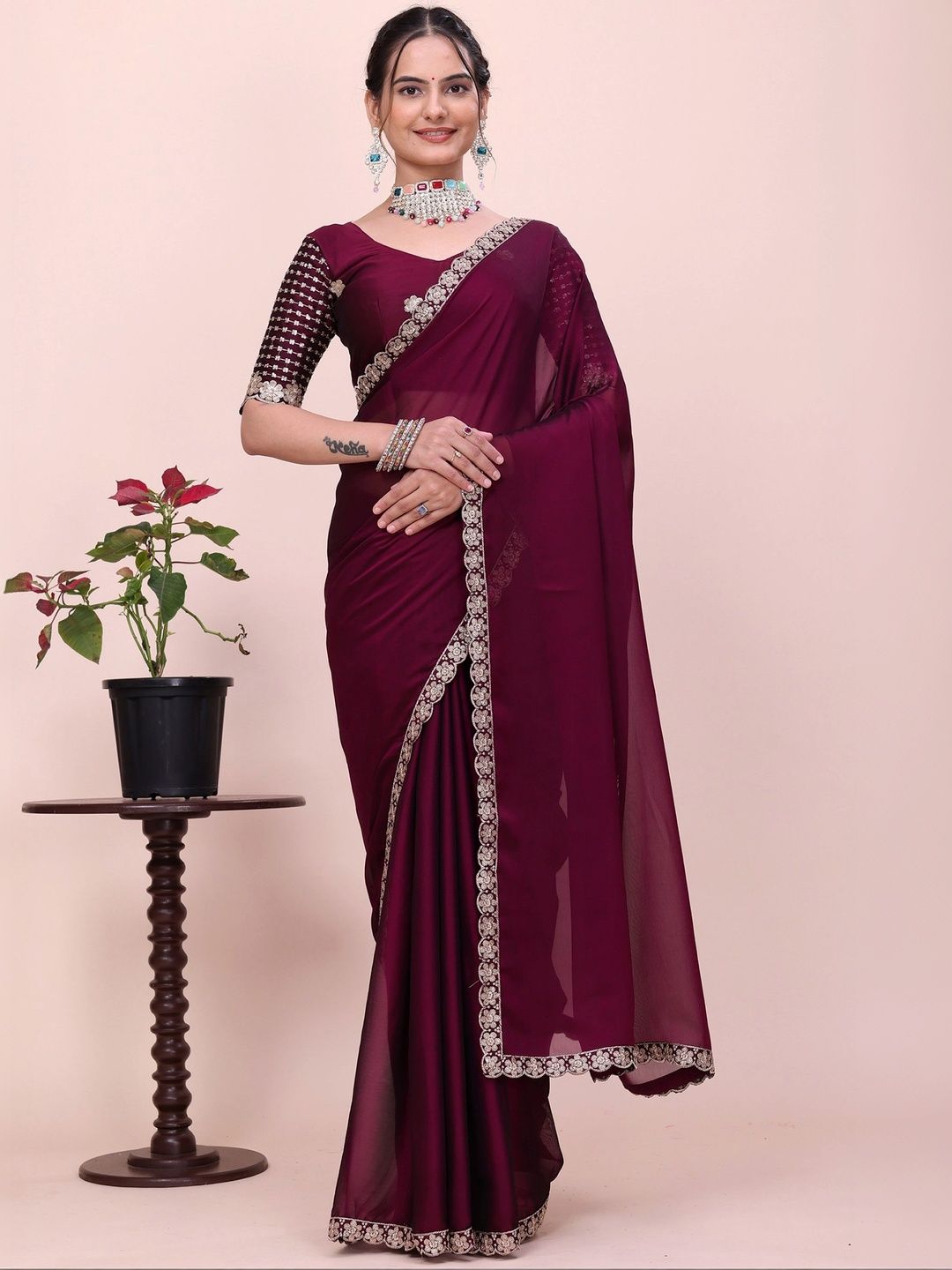 Mitera Embroidered Poly Chiffon Designer Saree-picture-24