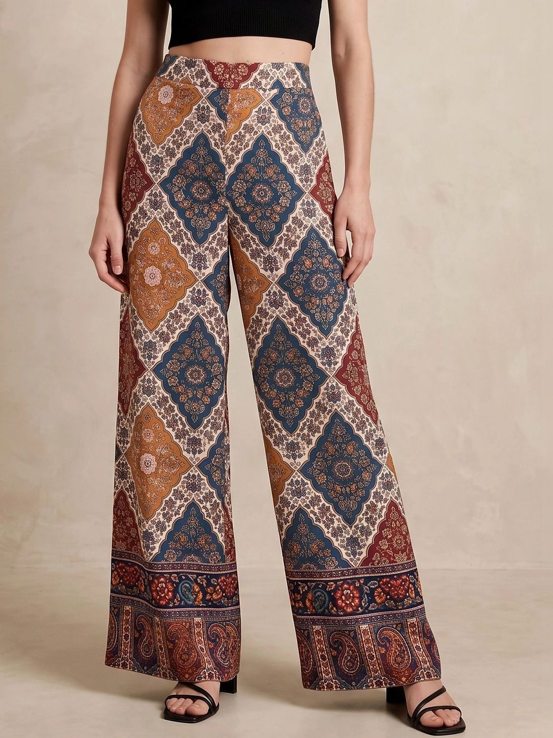 HELLCAT Women Ethnic Motifs Printed Relaxed High-Rise Trousers-picture-22