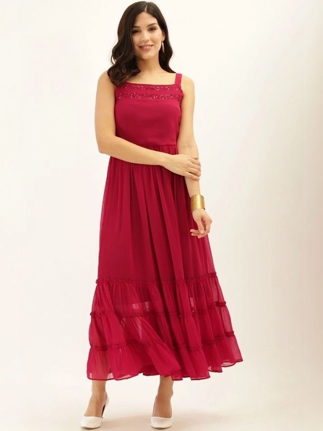 all about you Pure Silk Square Neck Maxi Ethnic Dresses-image-29