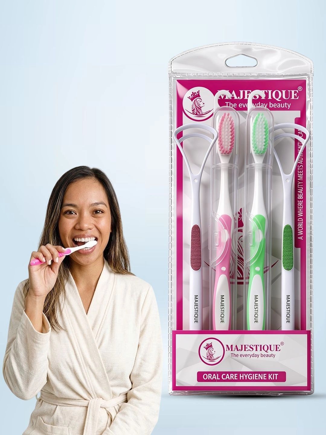 MAJESTIQUE Set Of 4 Soft Toothbrushes & Tongue Cleaners-picture-8