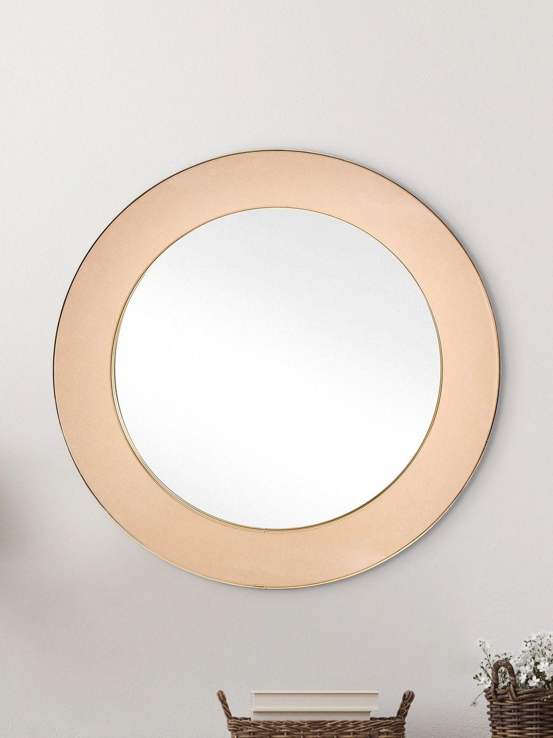 Home Centre Beige Reflection Magna Tufted Round Wall Mirror-picture-41