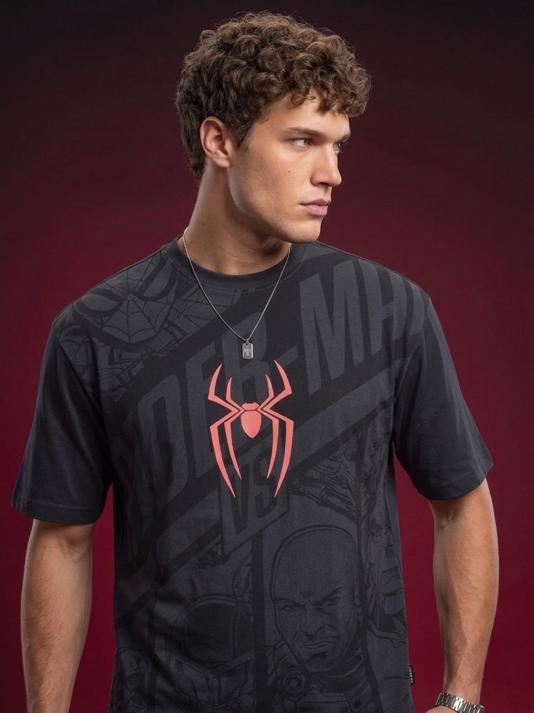 glitchez Spider-Man Printed Drop-Shoulder Sleeves Relaxed Fit T-shirt-picture-13