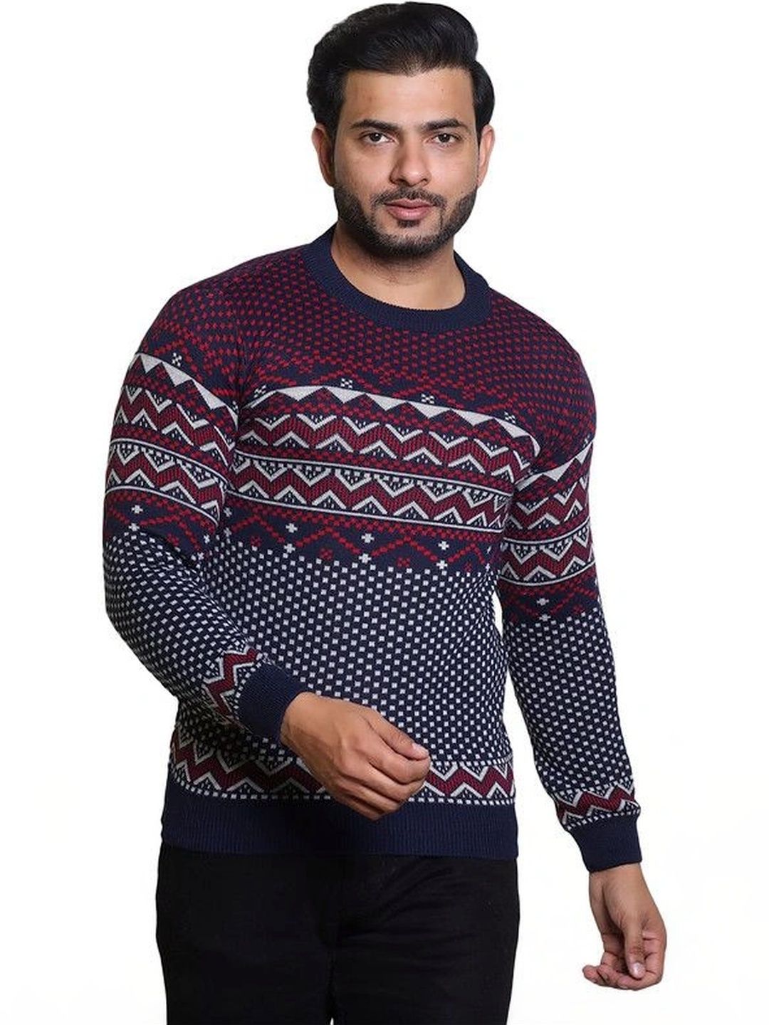 Grand Line Men Fair Isle Printed Pullover-picture-31