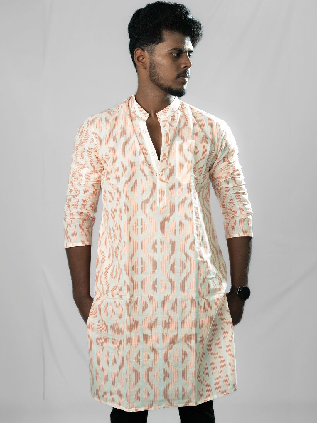 OdFab Men Geometric Printed Handloom Kurta-picture-26